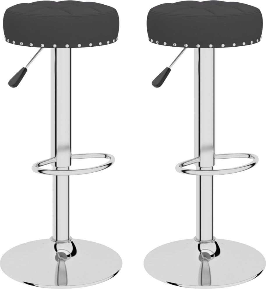 Décoshop26 - Set aus 2 Barhockern Hochstühlen mit schwarzem Stoffbezug Zierknöpfen und Stahlgestell DEC029818