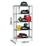 thumbnail of SimonRack Stellingkast 2000x1200x500 mm, 5 niveaus, houten legborden, draagvermogen 200 kg per niveau, Verzinkt - Maderclick