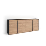 thumbnail of Sideboard, Highboard, 207x80x35 cm, 4 Türen, LED, Eiche Schwarz