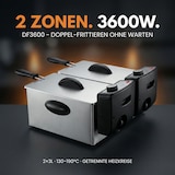 thumbnail of Sommertal DF3600 Doppel Fritteuse mit Öl 2x 3L 2x 1800W – Edelstahl Fritteuse mit 2 getrennten Heizkreisen | Fritteuse mit Fett 130–190°C