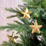 thumbnail of 6 Sterne 7cm Christbaumschmuck Kunststoff Weihnachtsbaumschmuck Anhänger gold