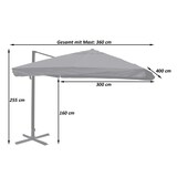 thumbnail of Gastronomie-Ampelschirm HWC-A96, 3x4m (Ø5m) Polyester Alu/Stahl 26kg ~ Flap, anthrazit mit Ständer, drehbar