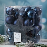 thumbnail of Christbaumkugeln Weihnachtskugeln mit Stern Baumspitze blau 33 Stück