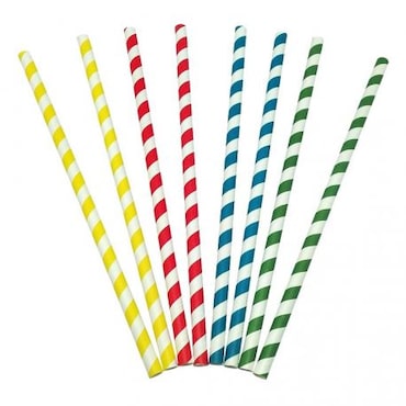 Greenvase - Canudo de Papel Listrado em Cores 8X230mm Caixa 2900 Unidades