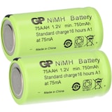 thumbnail of 2 x GP GP75AAH Akku 2/3AA Mignon NiMH Akku 1,2V 750mAh