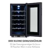 thumbnail of Klarstein Bellevin 18 Uno Weinkühlschrank 50 Liter 11-18 °C LED Touch SingleZone Schwarz