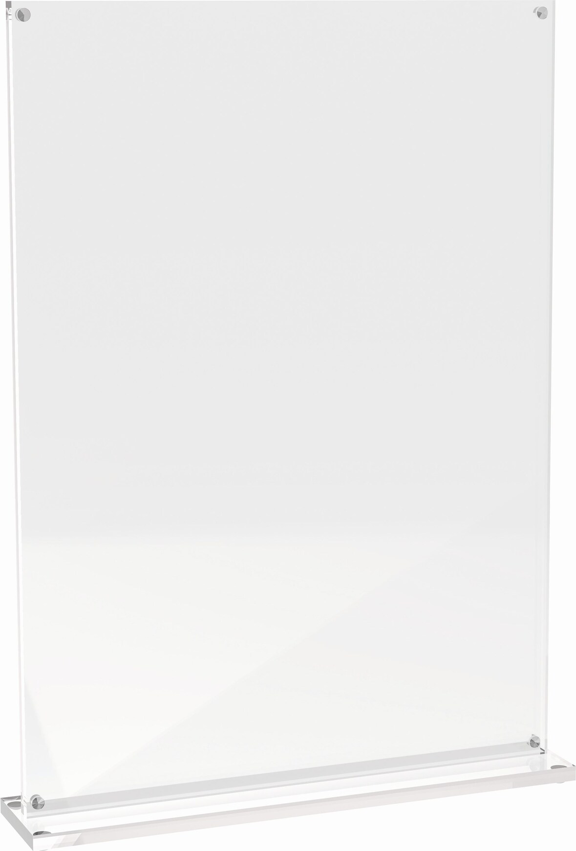 Ein klarer Acryl-Tischaufsteller.
