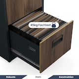 thumbnail of Hängeregisterschrank abschließbar TION - 4 Schubladen mit Schloss | Aktenschrank Büroschrank aus Stahl Metallschrank, 132x46x62cm Anthrazit-Nussbaum