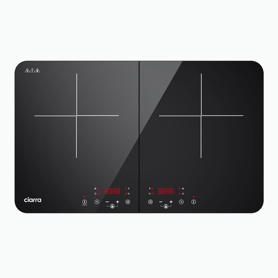 CIARRA Dubbele inductiekookplaat Touchbediening 9-standen timer VM2TIH
