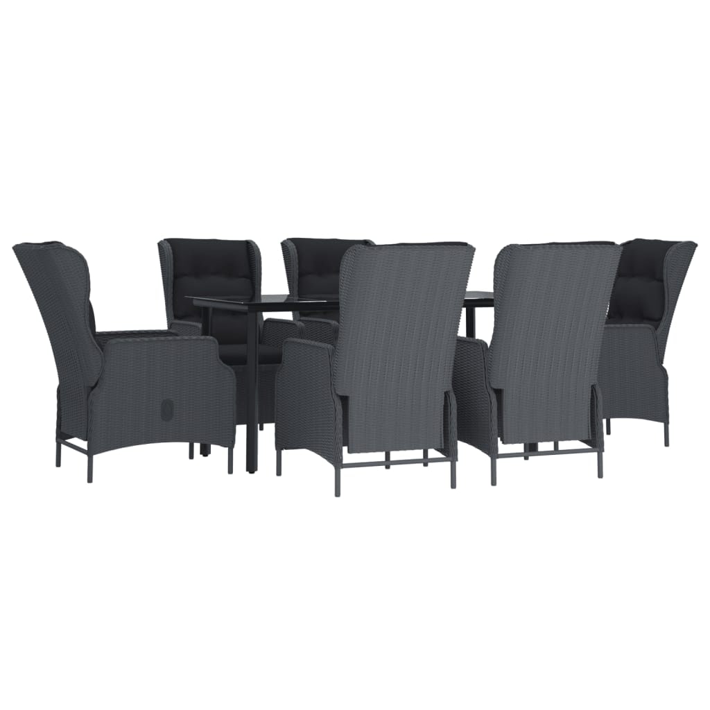 HELLOSHOP26 - Juego de comedor de 7 piezas muebles de jardín gris oscuro tejido de resina 02_0014359