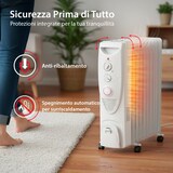 thumbnail of Radiatore ad Olio 2500W con 11 Elementi Riscaldanti 3 Livelli di Calore Termostato Regolabile Timer 24 Ore Protezione di Sicurezza 50x24x62 Cm Bianco