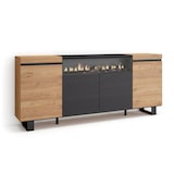 thumbnail of Dressoir, Opbergkast, Buffetkast, Sideboard, 200x35x87cm, 4 Deuren, Elektrische haard, Industrieel design, Moderne stijl, Eiken/Zwart _ 62_12