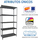 thumbnail of SimonRack Estantería Metálica, 1800x900x300 mm, 5 Alturas, Bandeja Metal, 180 kg de Punto Flexión, Antracita - Simonclick
