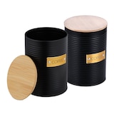 thumbnail of Relaxdays Kaffeedose, 2er Pack, Metall, Bambusdeckel, HxD: 16 x 11 cm, Kaffeebohnen Behälter, Vorratsdose, schwarz/natur