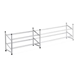 thumbnail of Relaxdays Schuhregal ausziehbar, 2 Ebenen, 10 Paar Schuhe, Metall & Kunststoff, H x B x T: 36 x 63-115 x 23 cm, silber