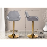 thumbnail of Barkruk Braga goud fluweel grijs