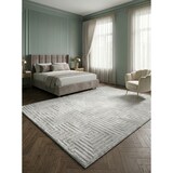 thumbnail of Teppich Kurzflor 3D-Effekt Modern Waschbar Strapazierfähig Esszimmer Flur OEKO-TEX Silber 140x200 cm Gekettelt – ILLER von Kadima Design