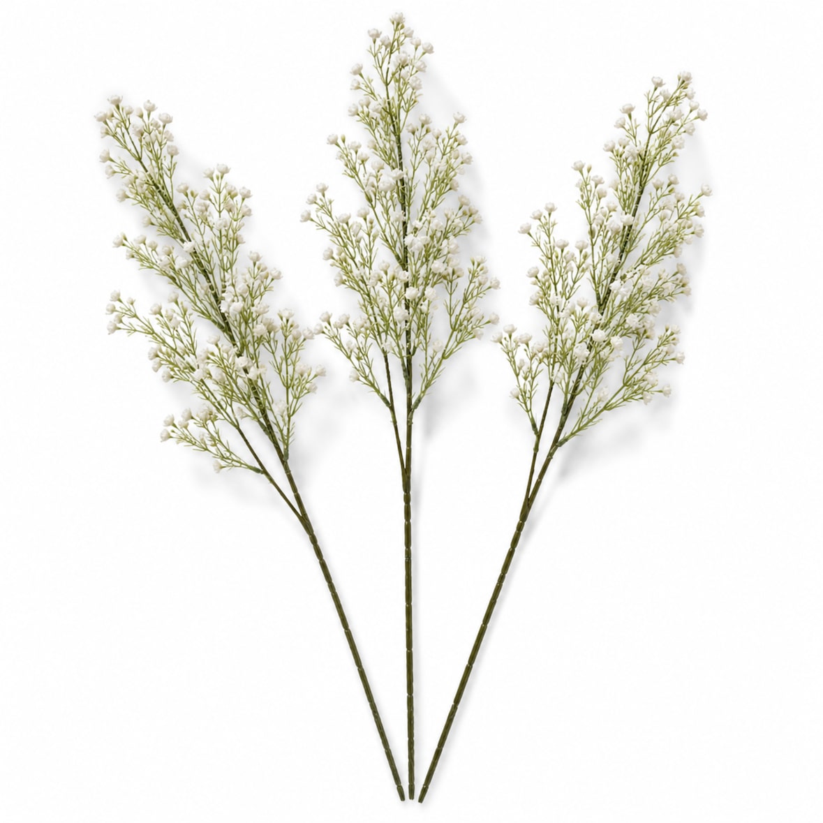 LAYBA Kunstblumen 3er Set Weiß Creme 65 cm Schleierkraut Dekozweige