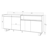 thumbnail of Sideboard, Anrichte, Schrank, Küche, Schrank, Flurschrank, 200x35x87cm, 4 Türen, Industriedesign, Moderner Stil, Eiche und schwarz _ 62_14