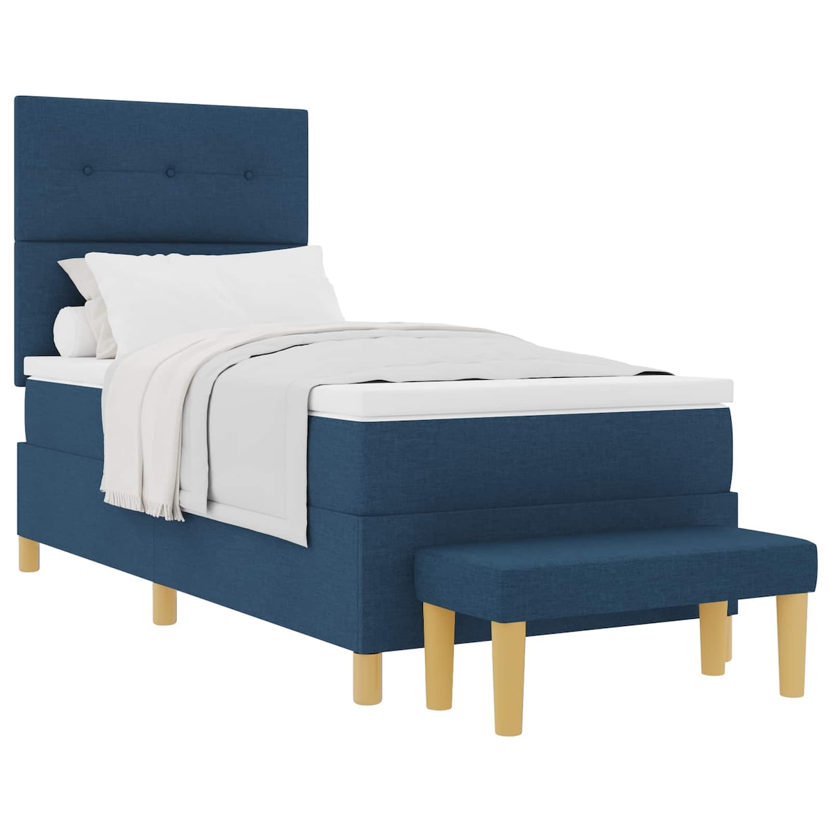 vidaXL Boxspringbett mit Kissen mit Kopfteil Blau 200 x 80 cm Stoff