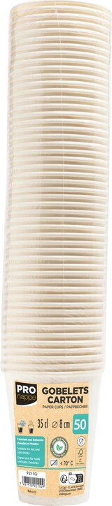 thumbnail of Pronappe 92110I 20x 50 Bierbecher aus Karton, plastikfrei, 35 cl, Ø 8 cmWeiß