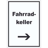 thumbnail of Fahrradkeller Aufkleber mit Text und Richtungspfeil rechts Rad Bike hochkant A2 (420x594mm)