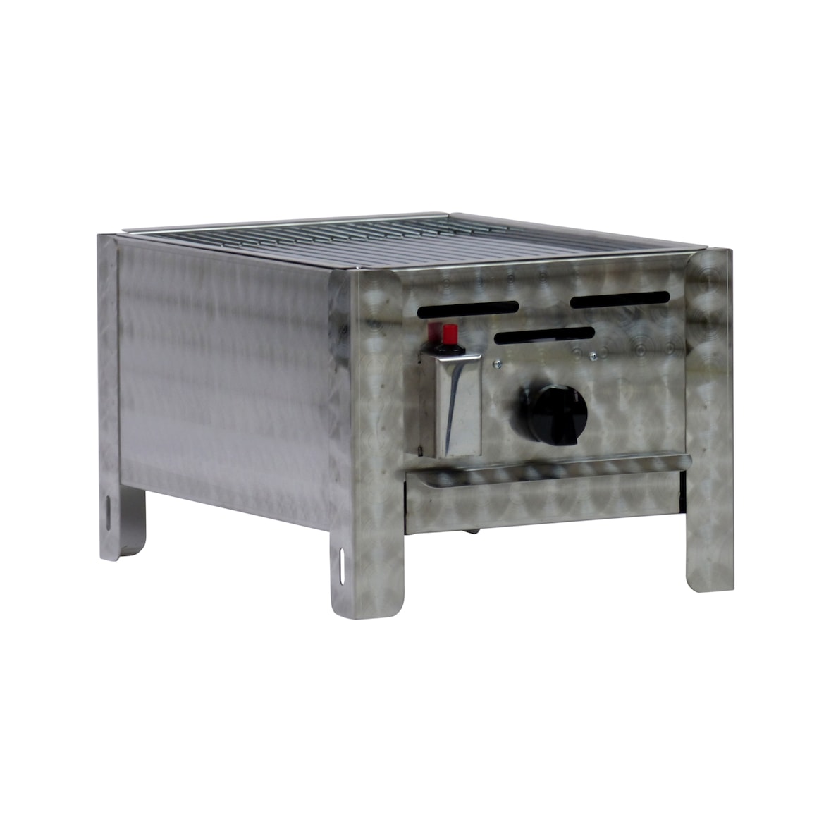Gastrobräter, 1 Brenner 3,6 kW, mit Grillrost verchromt, B 340 mm x T 530 mm x H 270 mm, inkl. Gewerbedruckregler u. Schlauchbruchsicherung