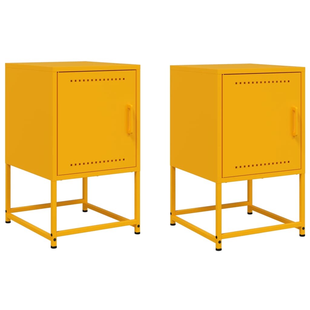 Mesitas de noche 2 uds acero amarillo mostaza 36x39x60,5 cm