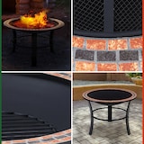 thumbnail of GARDEBRUK® Feuerschale mit Funkenschutz Schürhaken Abdeckung Rost Rund 76cm Mosaik Stahl Feuerkorb Feuerstelle Grill