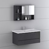 thumbnail of Bad-Set weiß Waschbecken schwarz Waschtisch Spiegelschrank Badmöbel Badezimmerausstattung Badzubehör Badinventar Badezimmer Bad Appenzell Jet-Line