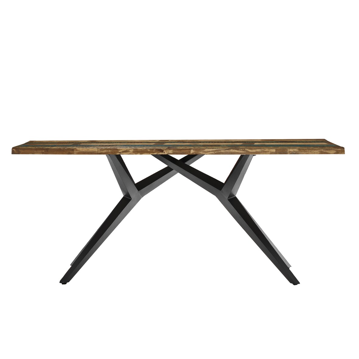 SIT Möbel Esstisch 200 x 100 cm | 40 mm Platte Altholz bunt lackiert | Metallgestell schwarz | B 200 x T 100 x H 73 cm | 15553-11 | Serie TABLES & CO
