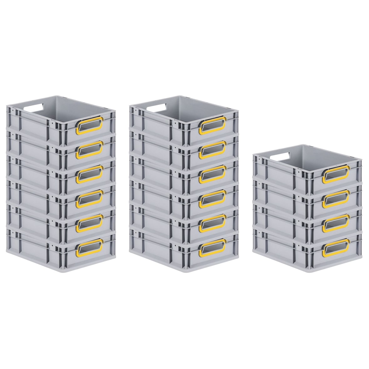 PROREGAL 16x Eurobox NextGen Color | HxBxT 12x30x40cm | 11 Liter | Griffe gelb offen | Glatter Boden | Eurobehälter