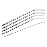thumbnail of Set van 4 gebogen roestvrijstalen rietjes met schoonmaakborstel, 24 cm, Fackelmann Bar Concept