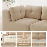 thumbnail of Merax 4-Sitzer Modulares Sofa mit 2x Hocker, Cloud Sofa Cord rahmenlos, Lounge Sofa bodennah, mit breiten Armlehnen, Beige