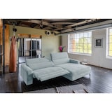 thumbnail of KAWOLA Sofa LAISKA Ecksofa Relaxfunktion teilmotorisch Cord hellblau Longchair rechts