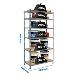 thumbnail of SimonRack Scaffali Metallo Garage 2500x1100x400 mm, 6 Niveaux, Ripiani in Legno, 200 kg per Ripiano, Grigio/Legno – Maderclick