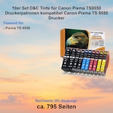 thumbnail of 10er Set D&C Tinte für Canon Pixma TS9550 Druckerpatronen kompatibel Canon Pixma TS 9550 Drucker