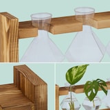 thumbnail of Relaxdays Reagenzglas Vase, geometrische Glasvasen Ständer, Blumen & Pflanzen, HxBxT: 13x28x6,5 cm, transparent/natur