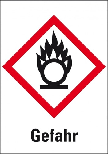 Dreifke® Aufkleber I Gefahrensymbol Flamme über Kreis GHS 03, Gefahr, Folie, 148x210mm, GHS-Verordnung