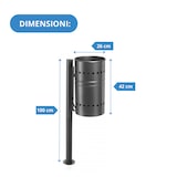 thumbnail of Andrys - Cestino Portarifiuti da Esterno con Staffa, Palo e Cestino, in Acciaio Verniciato, Colore Nero