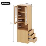 thumbnail of Bücherregal MDF Eichefarben 60 x 40 x 200 cm mit Glasvitrine, LED und 3 seitlichen Schubladen