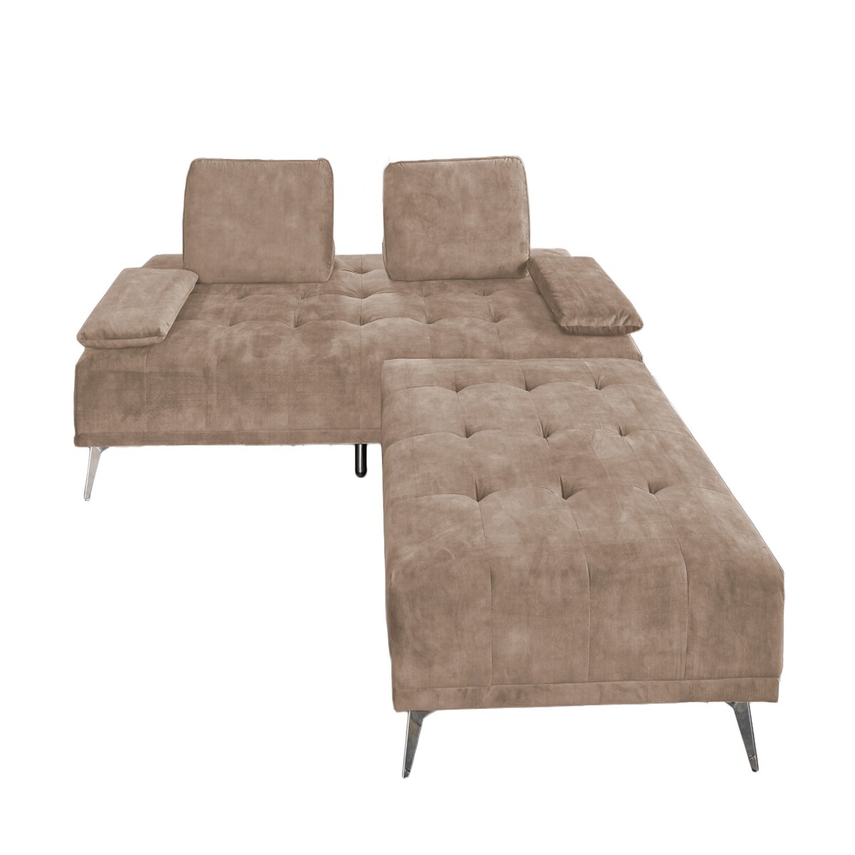 KAWOLA Sofa WIOLO Schlafsofa Daybed mit Hocker velvet taupe