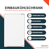 thumbnail of homeX CB1291E Einbaukühlschrank ohne Gefrierfach, 88cm Nische - 129 Liter, Schlepptürtechnik, LED-Beleuchtung, 37 dB