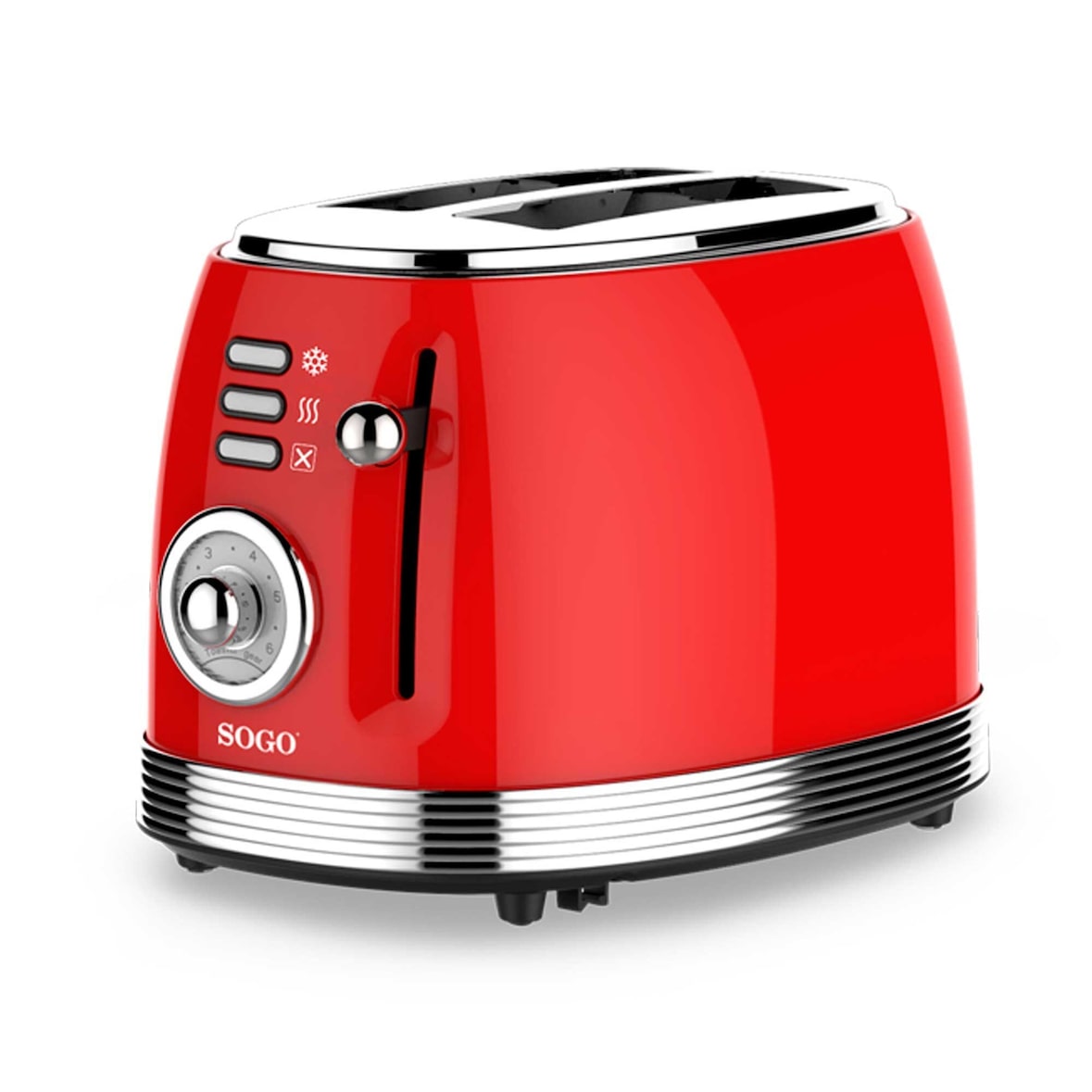 SOGO Tostapane 2 fette retrò / 850W / 6 livelli di temperatura / scongelamento e riscaldamento /  rosso