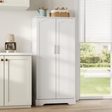 thumbnail of Küchenschrank 60x35x128 cm Weiß mit LED-Sensorleuchte, höhenverstellbaren Einlegeböden und Platz für Küchenutensilien