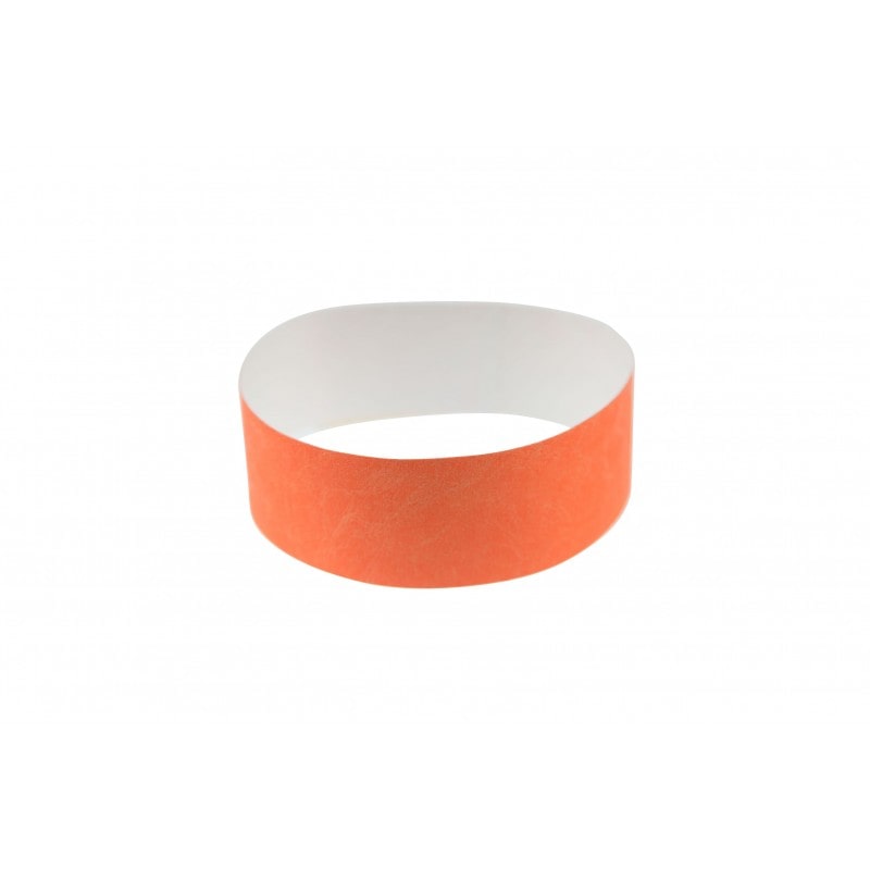Bracelet en papier indéchirable 19 mm - Orange fluo (lot de 100)