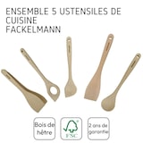 thumbnail of Ensemble de pince, spatule et cuillères en bois FSC Fackelmann Nature