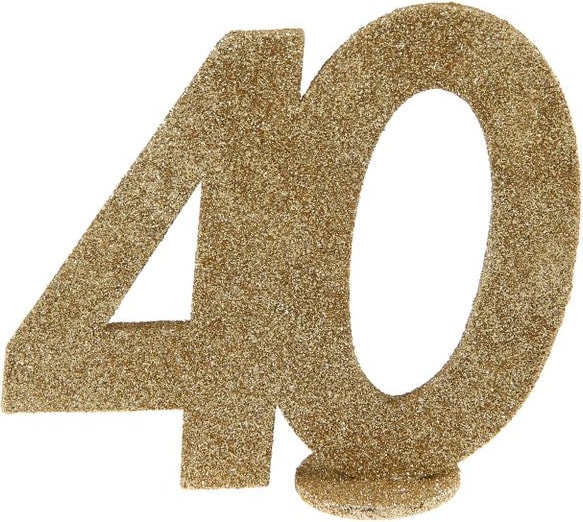 40. Geburtstag gold glitzer Tischdekoration 11x 10 cm Zahl 40
