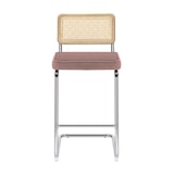 thumbnail of Lot de 2 chaises hautes en acier et velours rose poudré