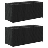 thumbnail of vidaXL Pflanzkübel mit 2 Töpfen 2 Stk. Schwarz 72x30x32 cm Poly Rattan